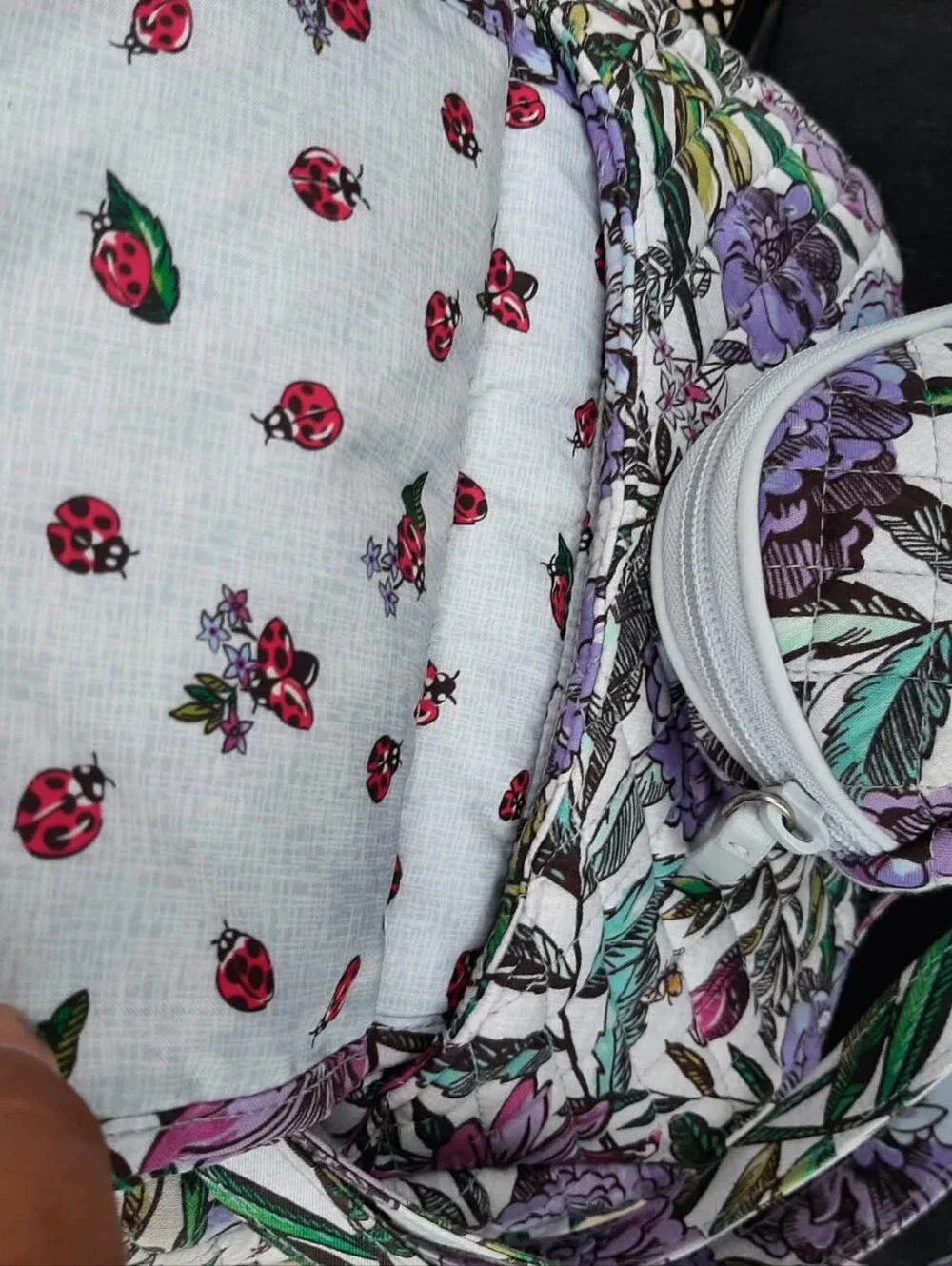 VERA BRADLEY 2019 "Carson" Bag 3 Pc "Lavender Meadow" Set - Picture 9 of 12